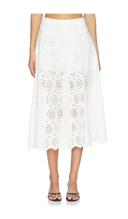 frame the deco eyelet skirt in white.