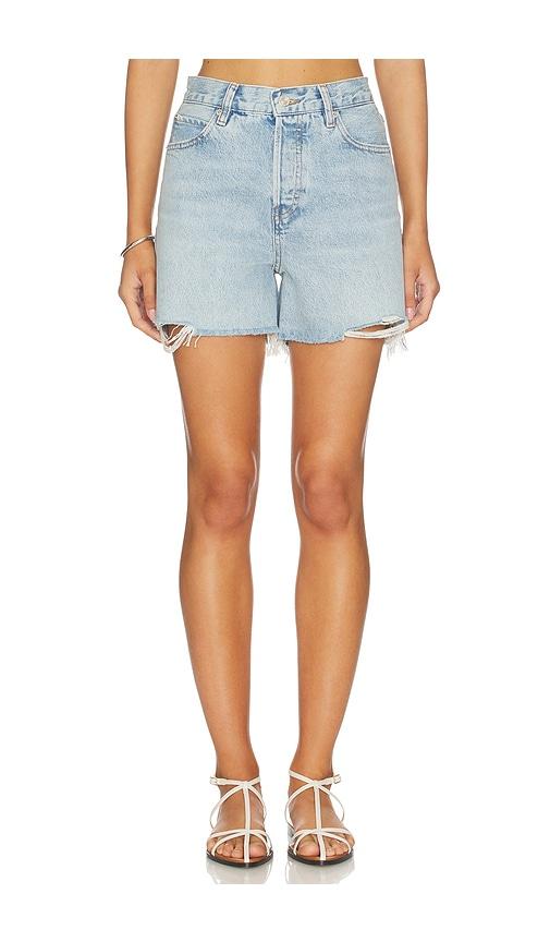 frame the everyday short in blue.
