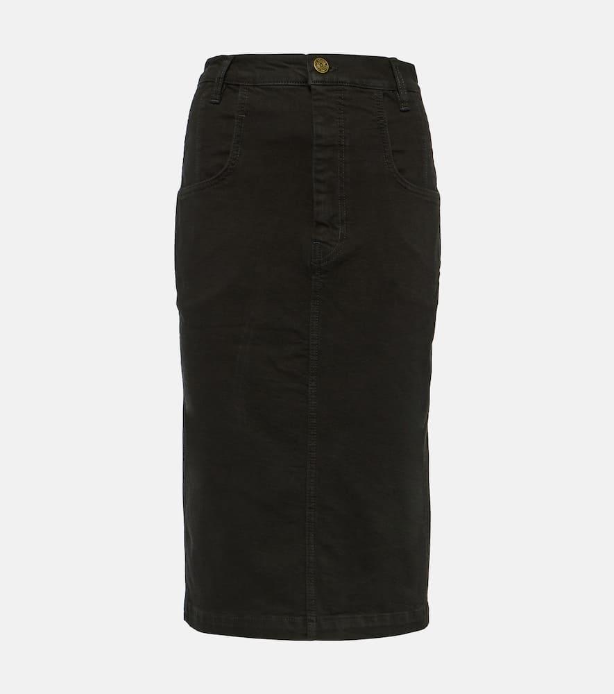 frame the high waisted seamed denim midi skirt