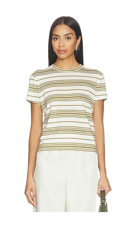 frame the linen baby tee in army,neutral.