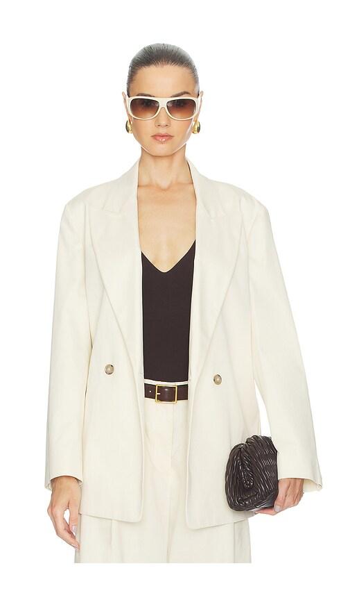 frame the lounge blazer in cream.