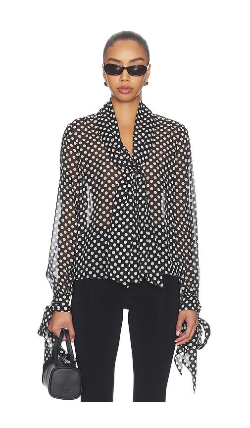 frame the nouvelle polka dot blouse in multi.