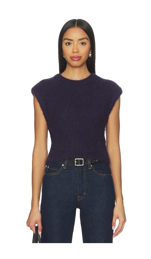 frame the plush vest in purple.