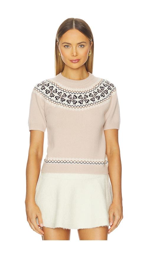 frame the short sleeve cashmere fairisle in blush.