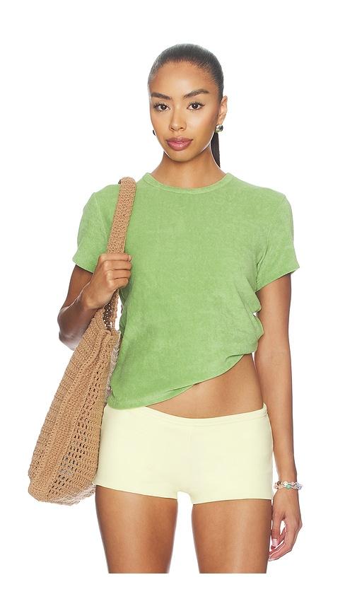 frame the terry baby tee in green.