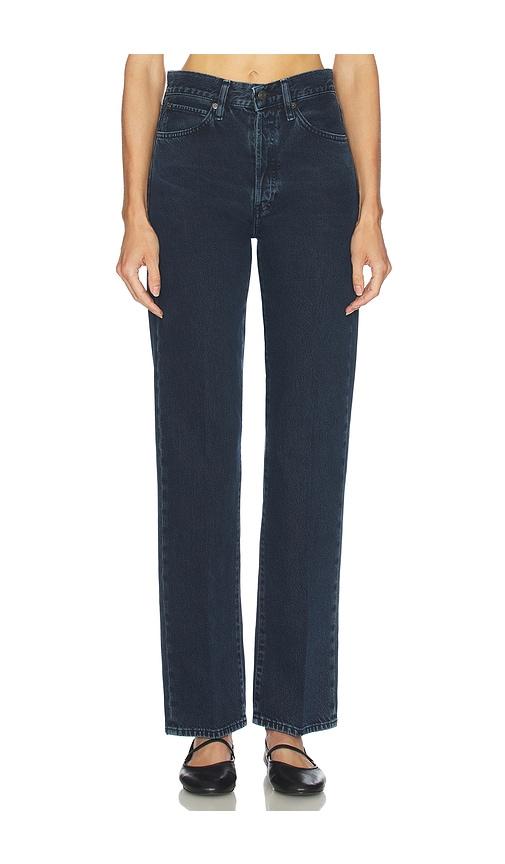 frame the vertical jeans in blue.