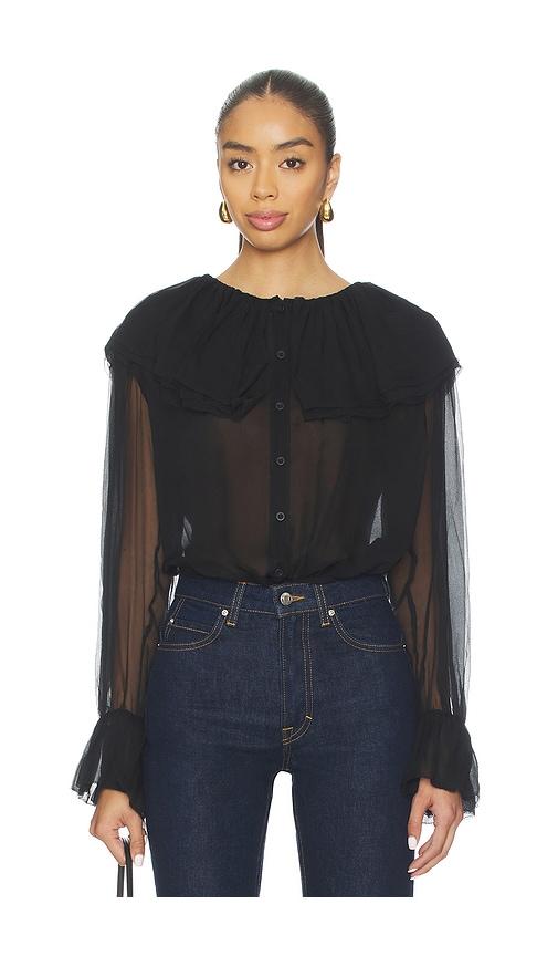 frame tiered statement blouse in black.