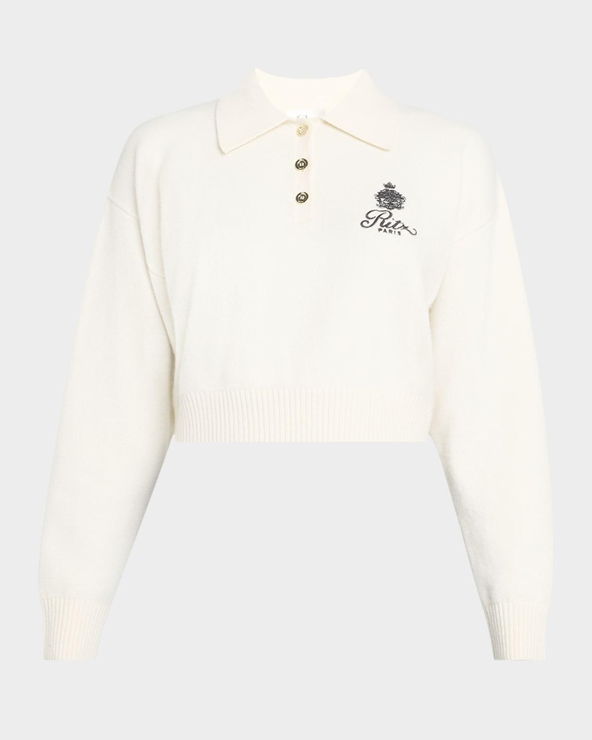 frame x ritz paris crest cashmere polo sweater