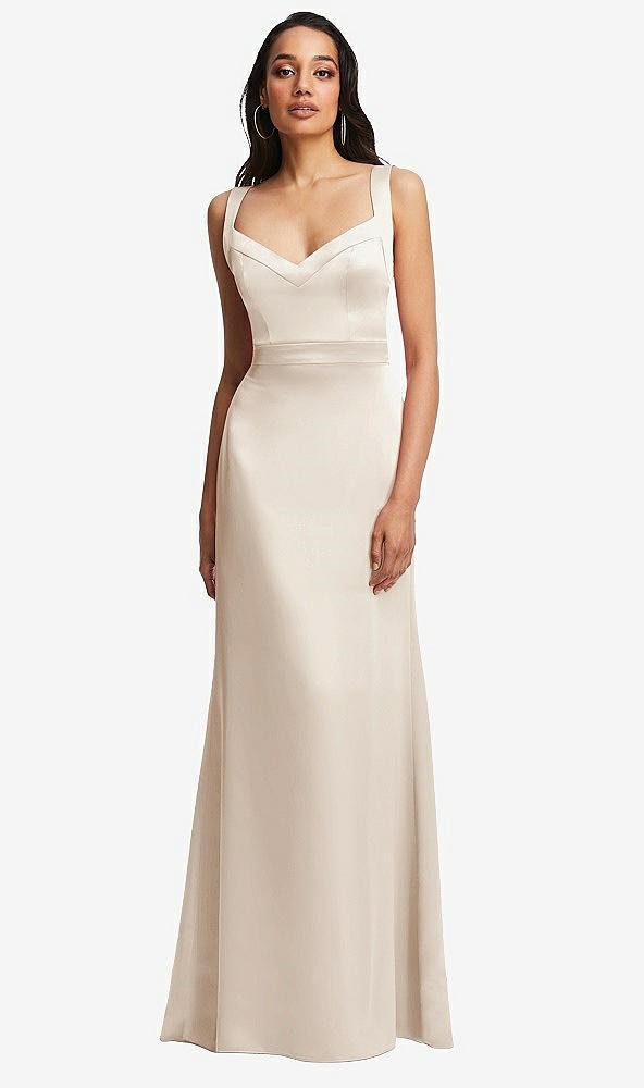 framed bodice criss criss open back a-line maxi dress