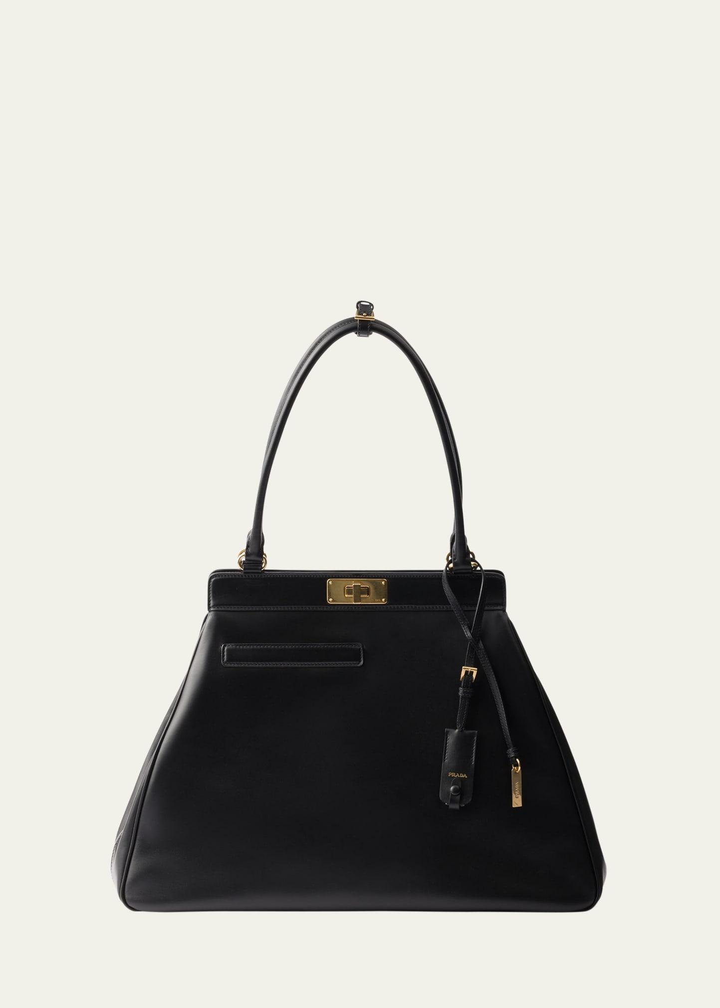 framed leather top-handle bag