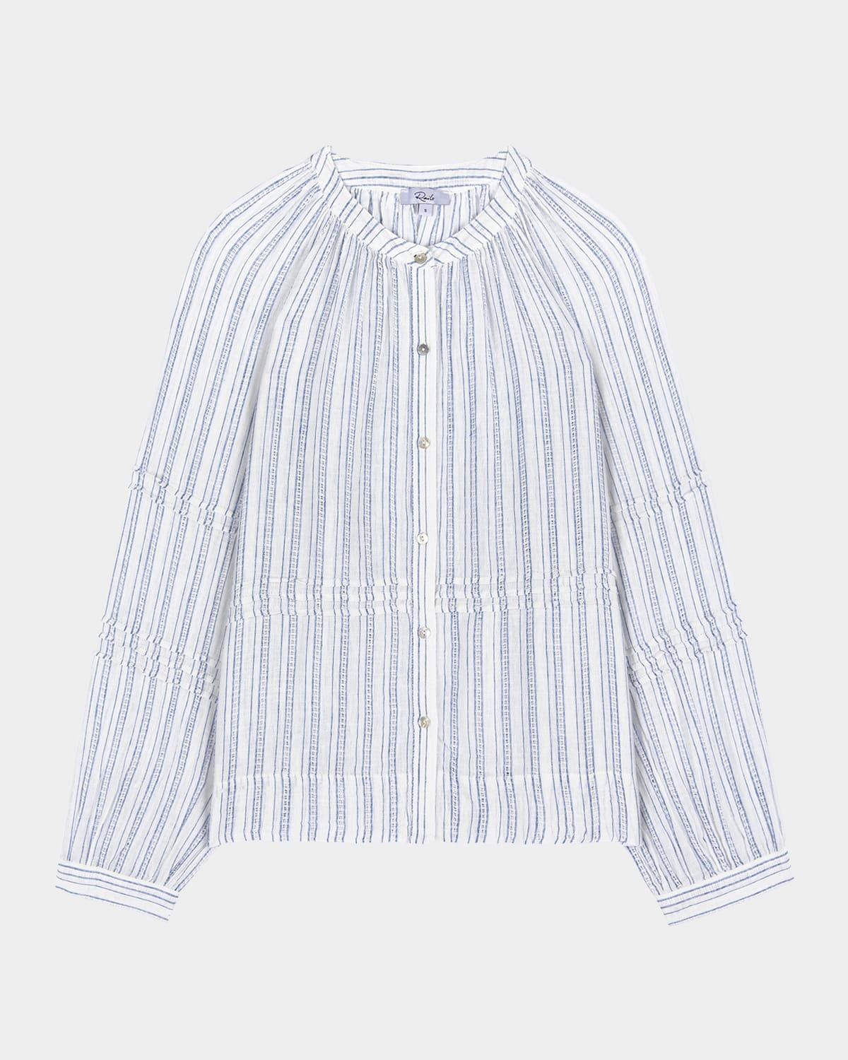 frances button-front linen blouse