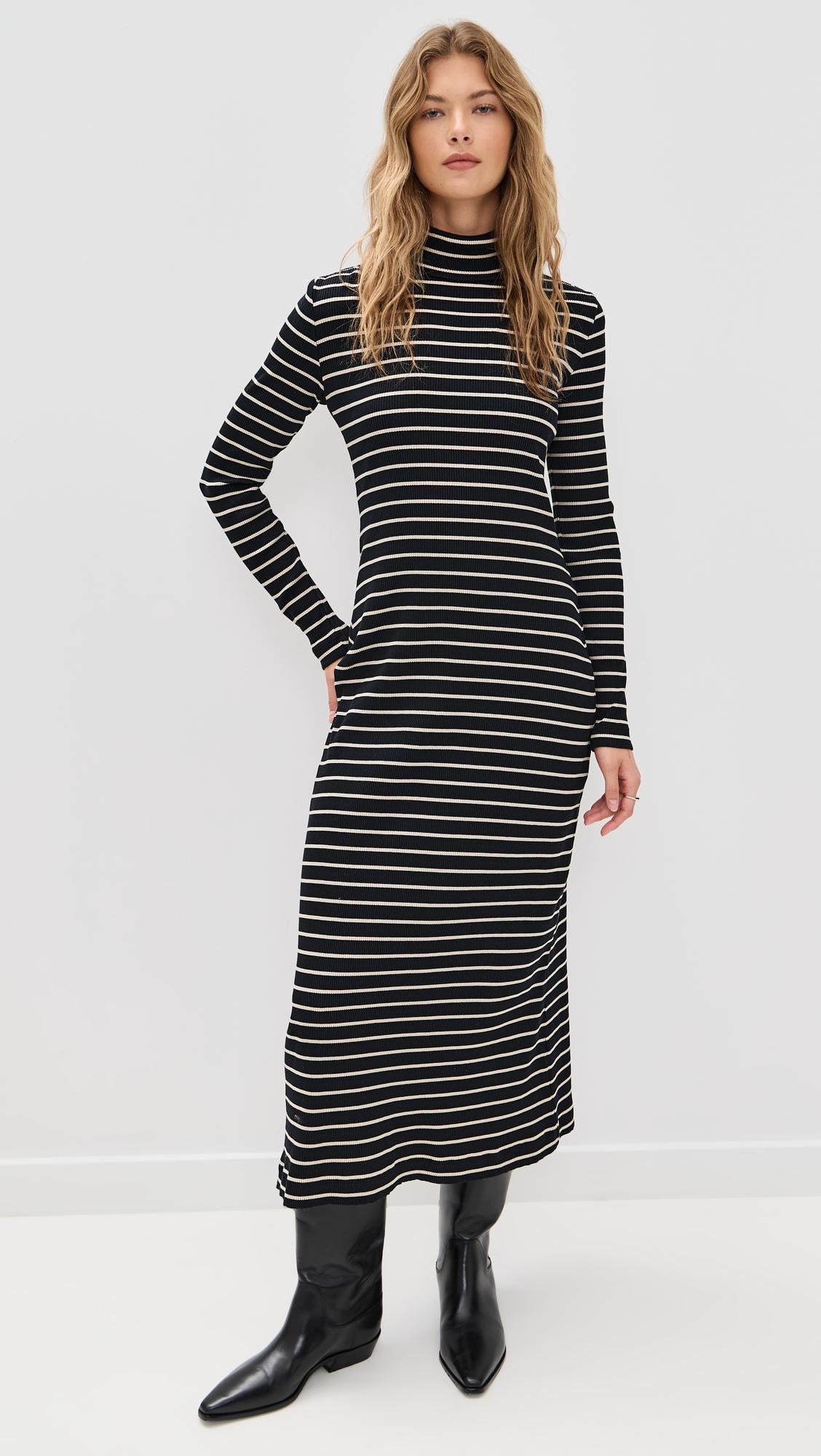 frances dress in stripe rib