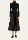 frances long-sleeve satin combo midi dress