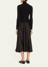 frances long-sleeve satin combo midi dress