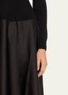 frances long-sleeve satin combo midi dress