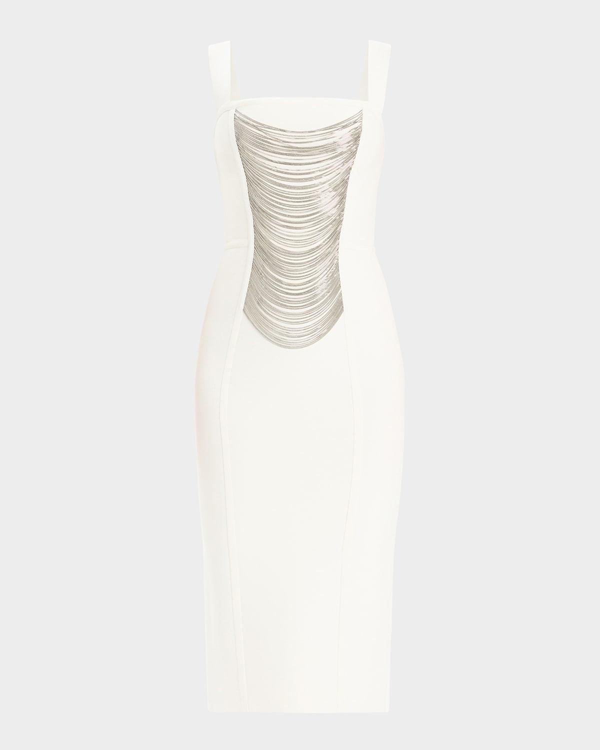 francesca draped chain midi dress