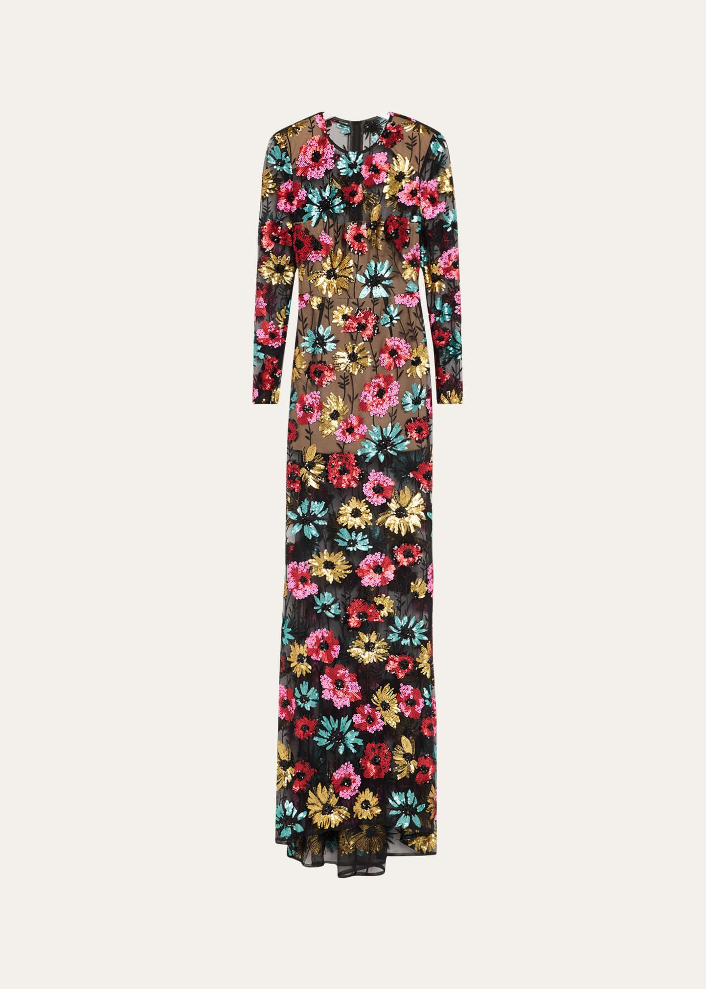 francesca sequin embroidered column gown