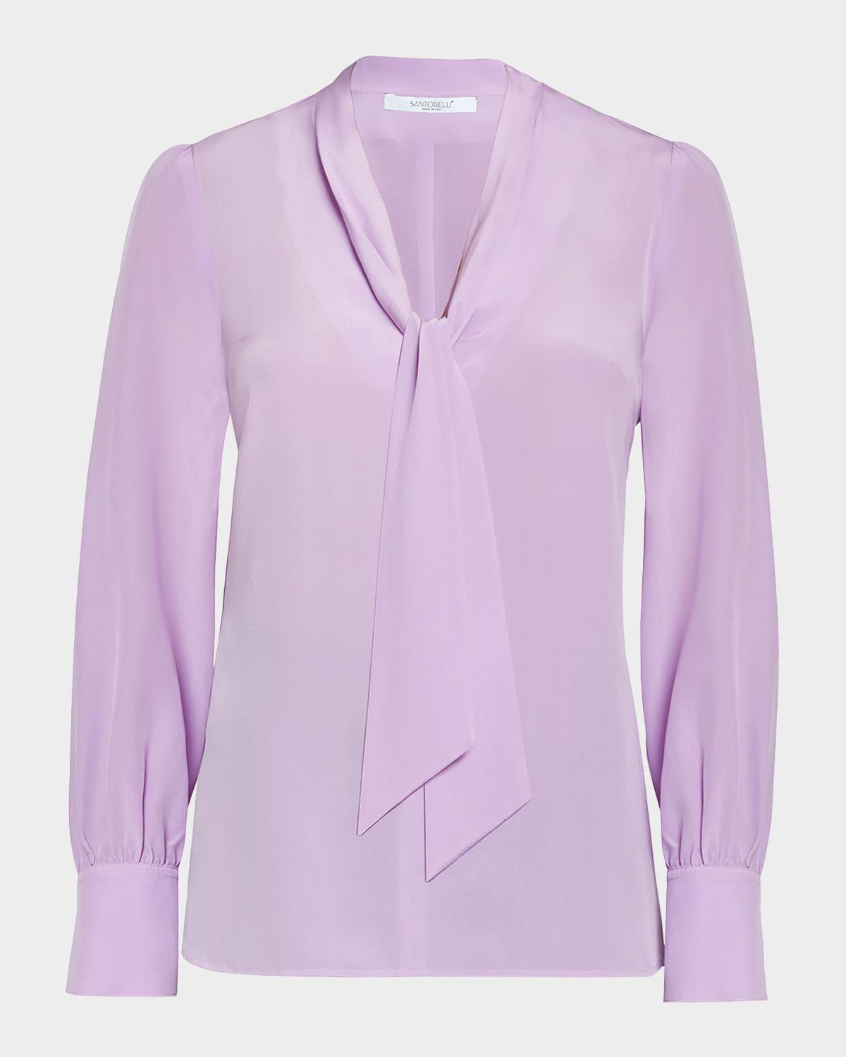 francis tie-neck crepe de chine blouse