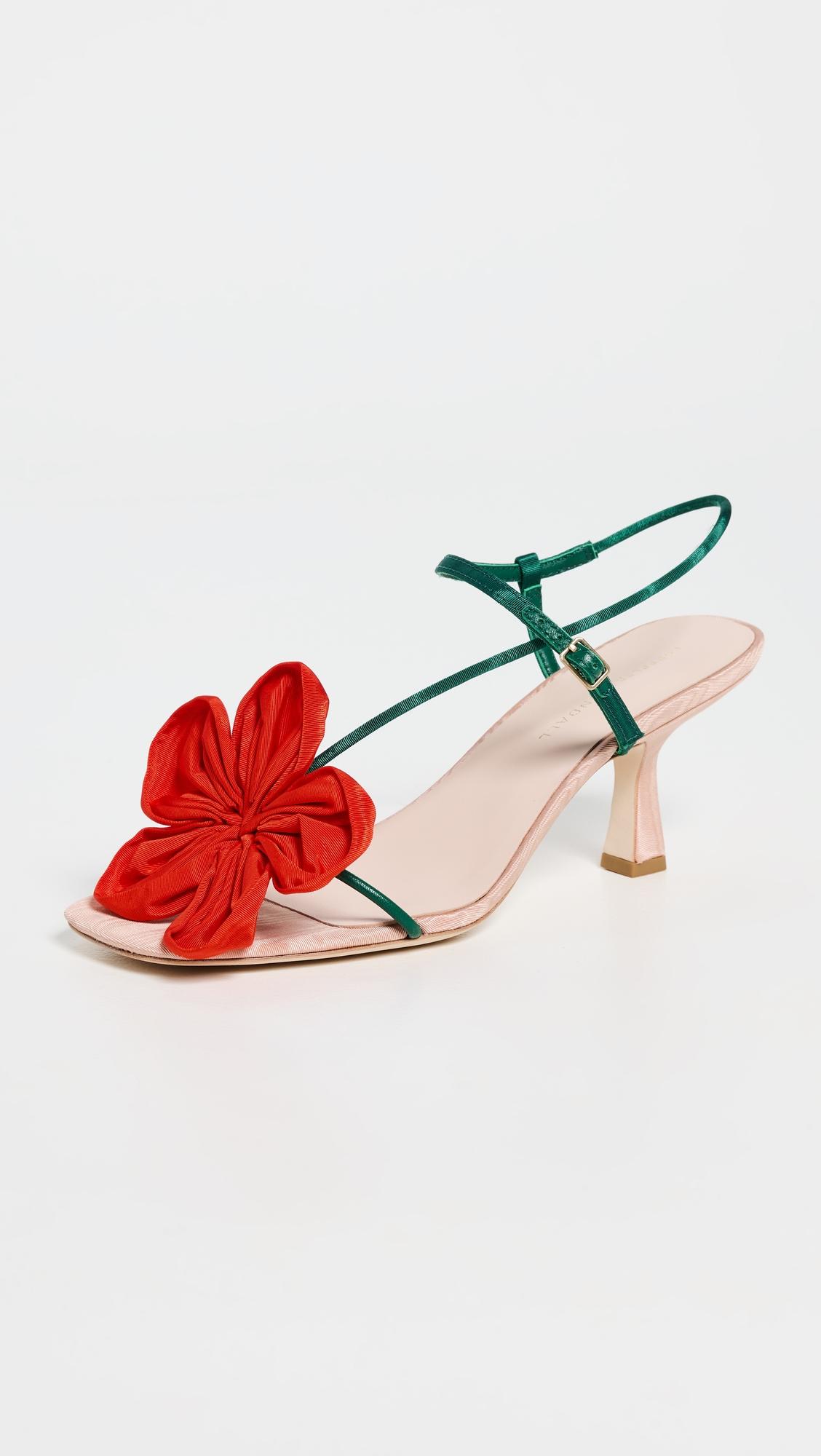 frank flower applique heeled sandals