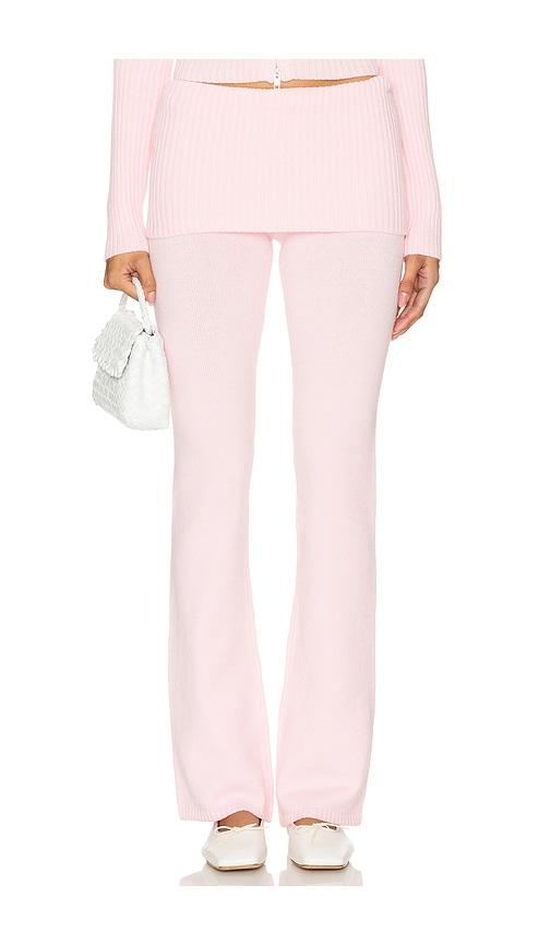 frankies bikinis aimee cloud knit pant in pink.