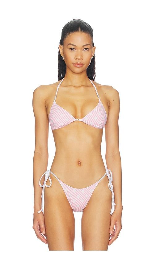 frankies bikinis amore reversible bikini top in pink.