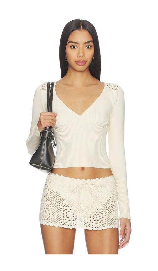 frankies bikinis arlo cloud knit long sleeve shirt in ivory.