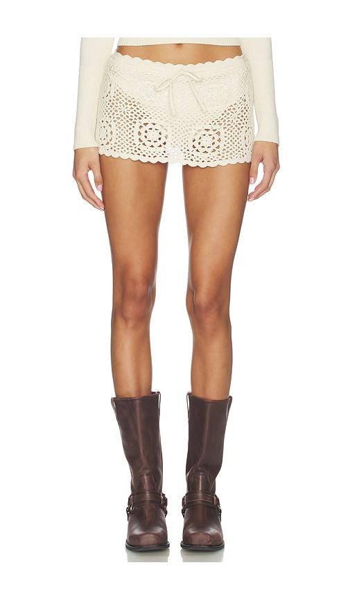 frankies bikinis arlo cloud knit skirt in ivory.