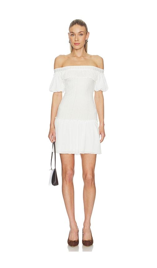 frankies bikinis aura cloud knit mini dress in white.