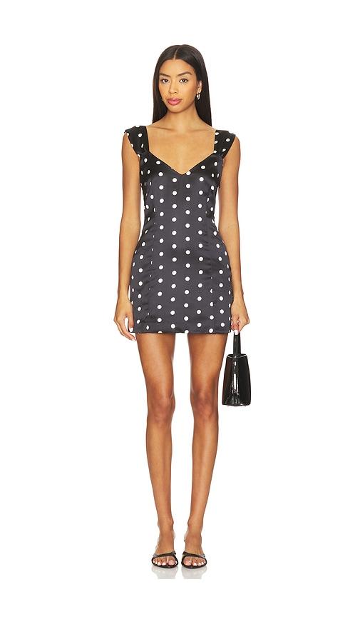 frankies bikinis aurabelle sateen mini dress in black.