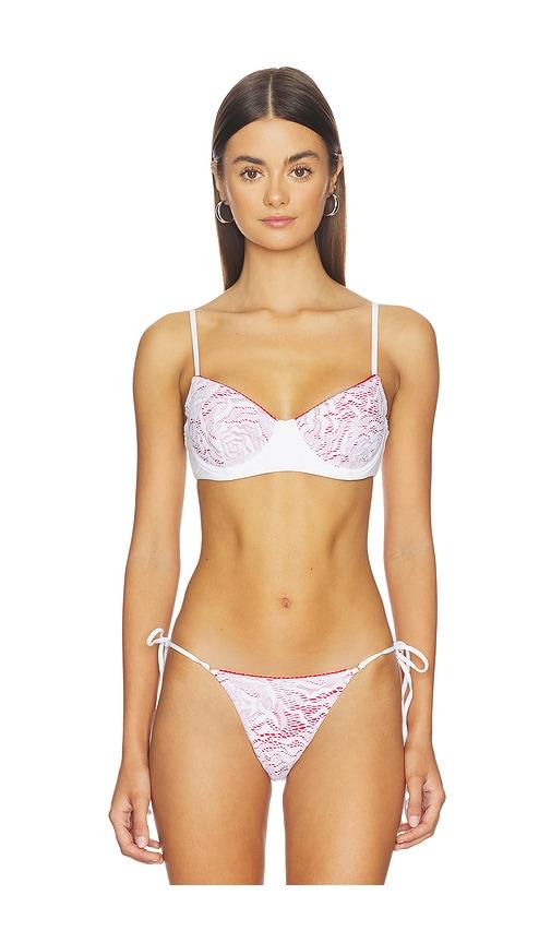 frankies bikinis autumn lace top in white.