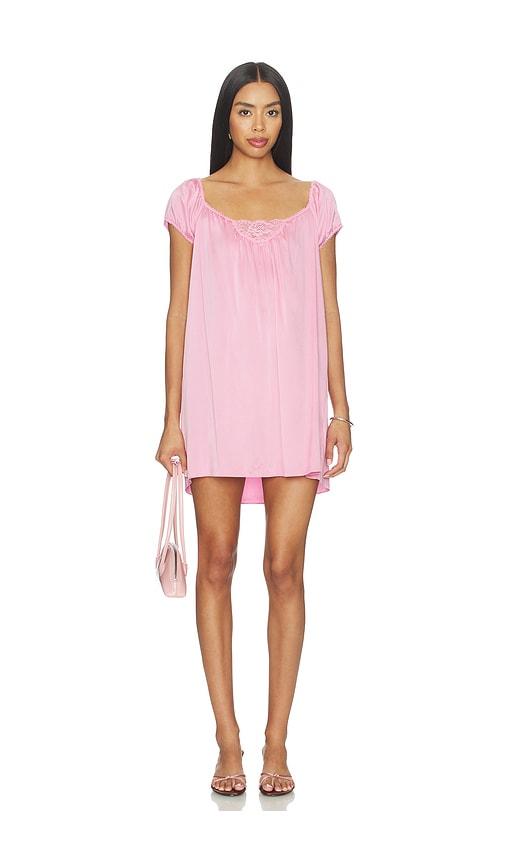 frankies bikinis bo silk mini dress in pink.