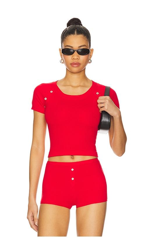 frankies bikinis callum cloud knit shirt in red. - size l (also in m, xl)