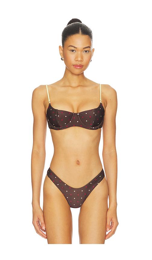 frankies bikinis cola satin top in brown,lemon.