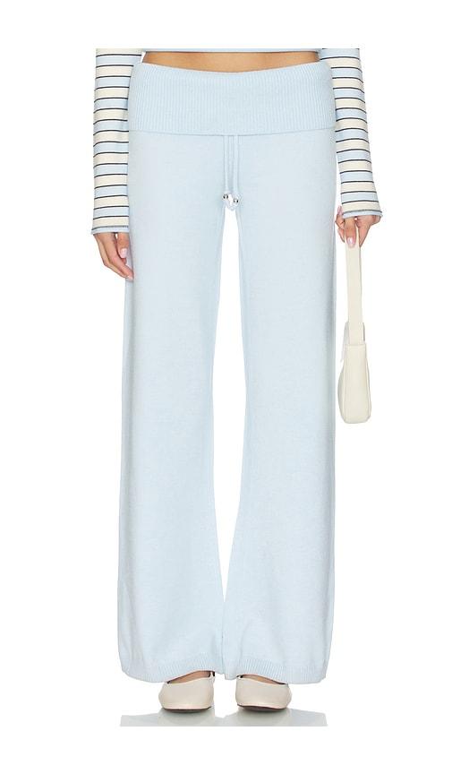 frankies bikinis dawson cloud knit pant in baby blue.