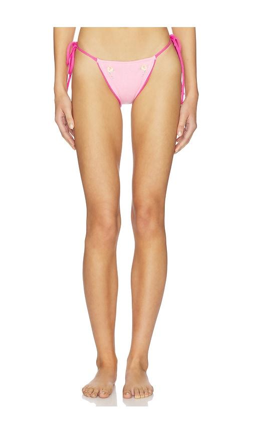 frankies bikinis divine knit bottom in pink.