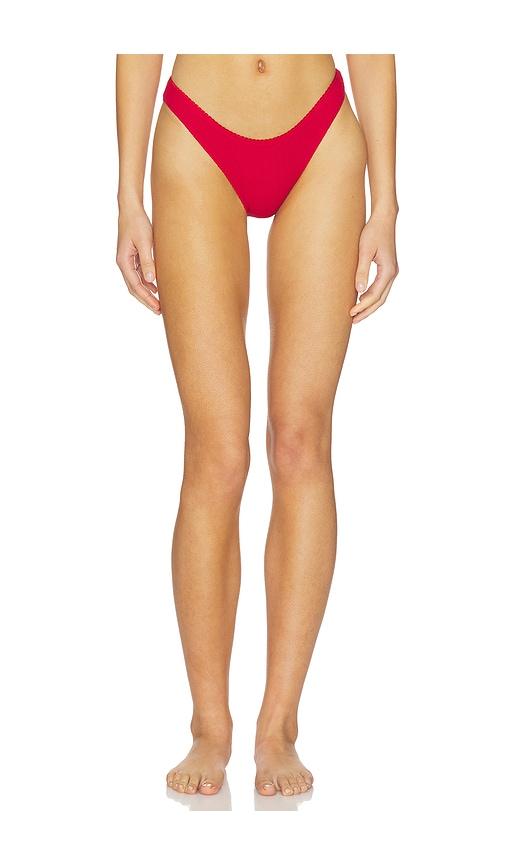 frankies bikinis dove thermal bottom in red.