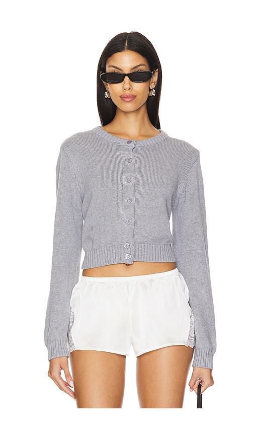 frankies bikinis dudley cotton knit cardigan in rain cloud in grey.