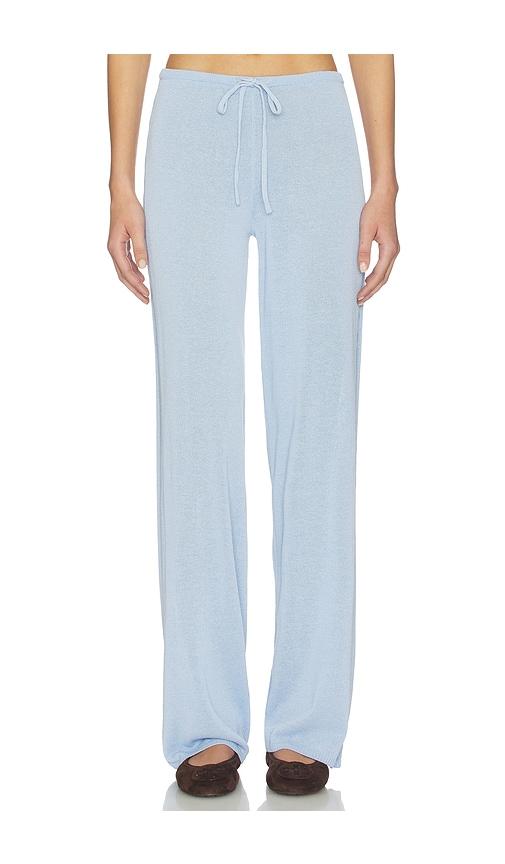 frankies bikinis ela knit pant in baby blue.