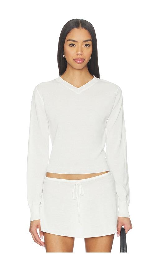 frankies bikinis eli knit sweater in white.