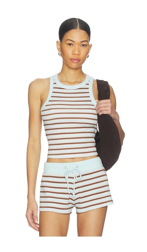 frankies bikinis emma thermal tank top in baby blue,brown.