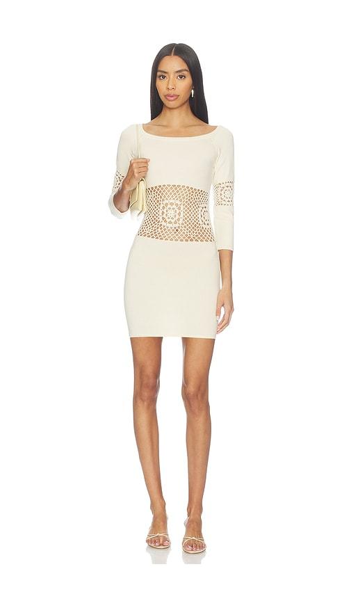 frankies bikinis festival cloud knit mini dress in white.