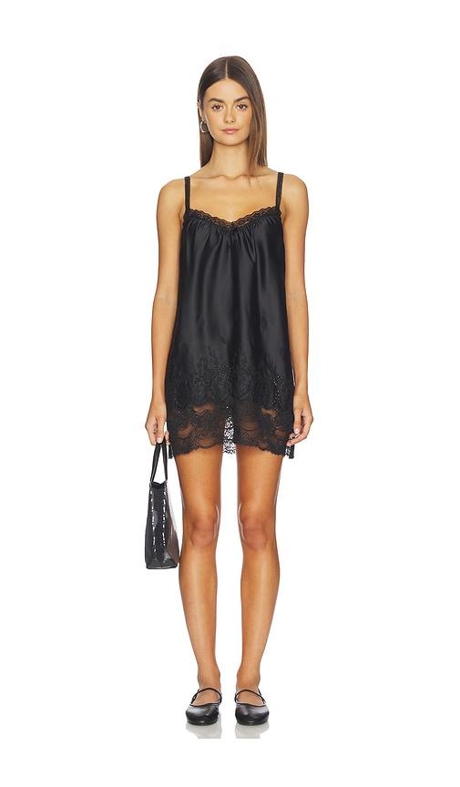 frankies bikinis first crush satin mini dress in black.