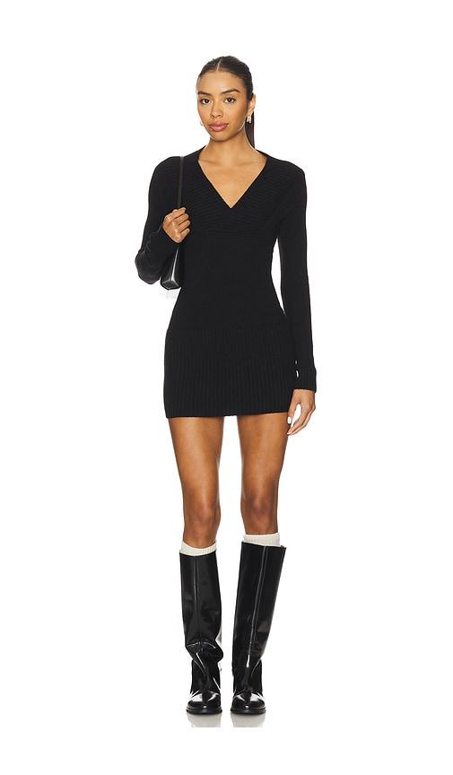 frankies bikinis jade cloud knit mini dress in black.