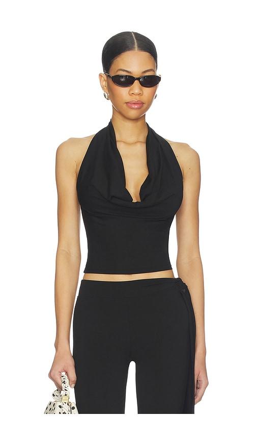 frankies bikinis jay modal halter top in black.