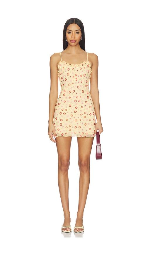 frankies bikinis josie chiffon mini dress in yellow.