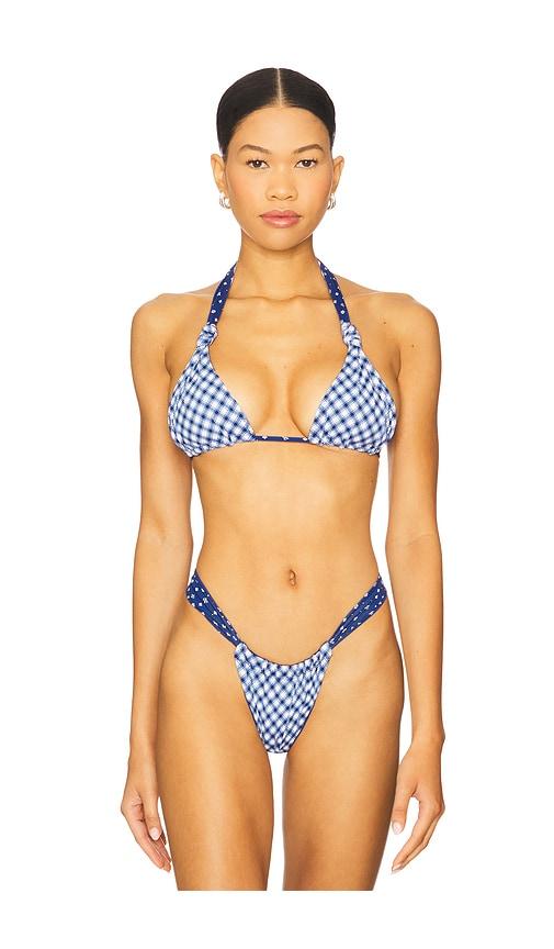 frankies bikinis kealy bikini top in blue.
