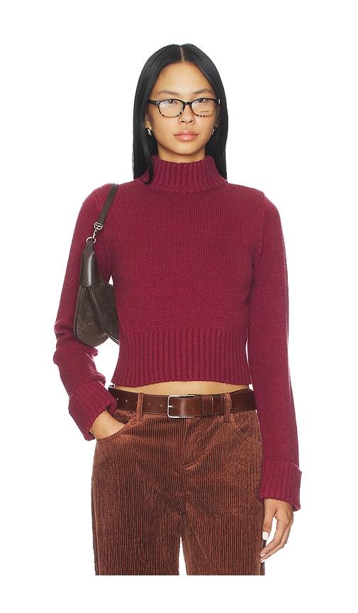 frankies bikinis laurel cloud knit turtleneck sweater in burgundy.