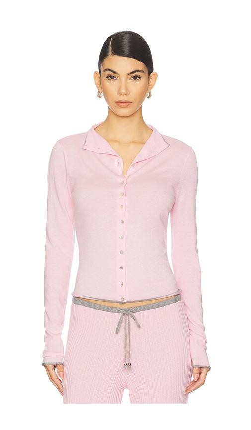 frankies bikinis leo knit cardigan in rose.