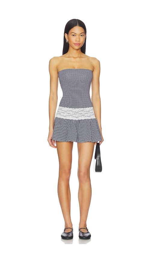 frankies bikinis mirage cotton jersey mini dress in navy,white.