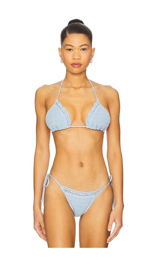 frankies bikinis nick crochet bikini top in baby blue.